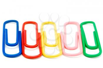 Colorful paper clips isolated over white