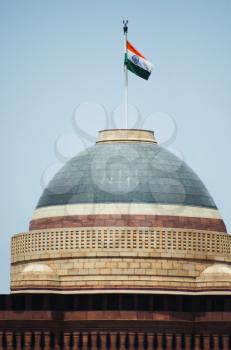 Indian flag over a government building, Rashtrapati Bhavan, Rajpath, New Delhi, India