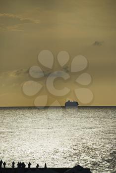 Silhouette of a ship in the sea, Malta
