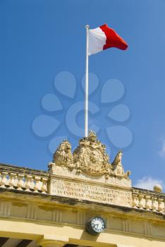 Maltese flag on the roof of a palace, Grand Master's Palace, Valletta, Malta
