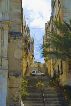 Stepped walkway of a street, Malta