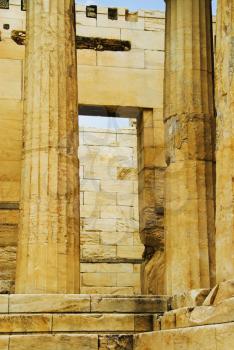 Colonnade of an ancient temple, Temple of Athena Nike, Acropolis, Athens, Greece