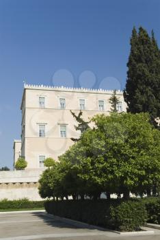 Trees in front of a building, Parliament Building, Syntagma Square, Athens, Greece