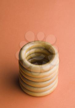 Close-up of a stack of curtain rings