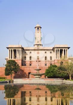 Reflection of a government building in water, Rashtrapati Bhavan, New Delhi, India