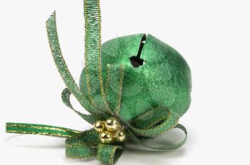 Close-up of a green Christmas bell
