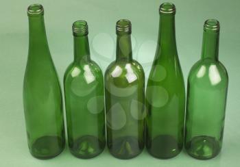 Close-up of empty bottles