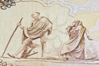 Close-up of an Indian paper currency