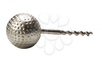 Close-up of a golf ball shaped corkscrew