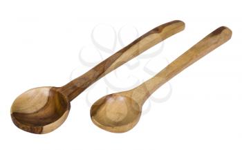 Close-up of two wooden serving spoons
