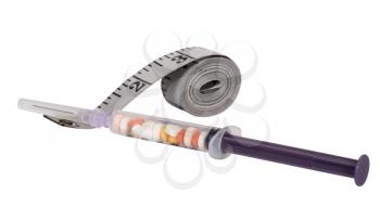 Medical injection with a tape measure
