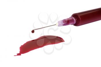 Blood with a syringe