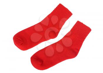 Close-up of a pair of red socks