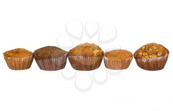 Assorted muffins in a row