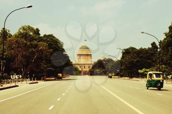 Road leading towards a government building, Rashtrapati Bhawan, New Delhi, India