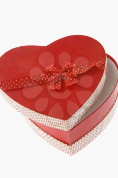 Close-up of an open heart shaped gift box