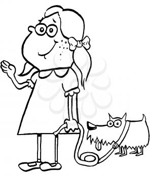 Royalty Free Clipart Image of a Girl With a Dog