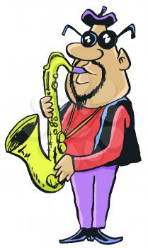 Royalty Free Clipart Image of a Man Playing the Sax