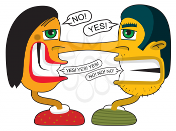 Royalty Free Clipart Image of a Couple Arguing 