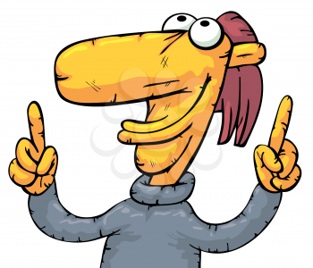 Royalty Free Clipart Image of a Man With His Fingers Raised