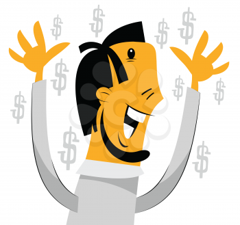 Royalty Free Clipart Image of a Man With Dollar Signs
