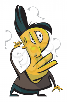 Royalty Free Clipart Image of a Man With Question Marks