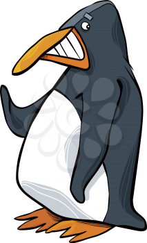 Royalty Free Clipart Image of a Waving Penguin