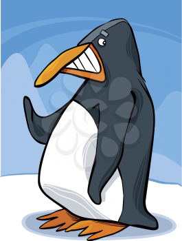 Royalty Free Clipart Image of a Waving Penguin