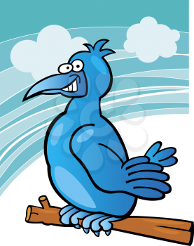 Royalty Free Clipart Image of a Blue Bird on a Branch