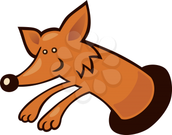 Royalty Free Clipart Image of a Fox Coming Out of a Hole