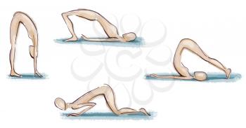 Royalty Free Clipart Image of Figures Doing Exercises