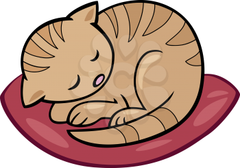 Royalty Free Clipart Image of a Sleeping Kitten