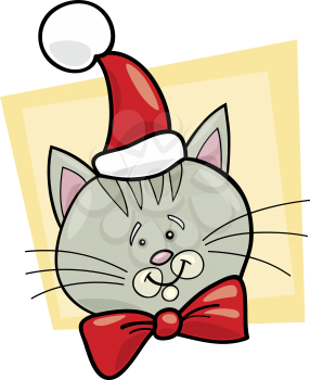 Royalty Free Clipart Image of a Christmas Cat