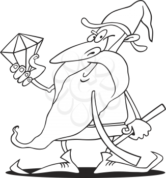 Royalty Free Clipart Image of a Dwarf With a Diamond