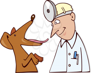 Royalty Free Clipart Image of a Dog at the Vet