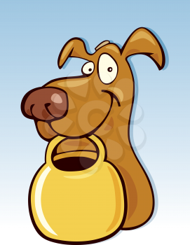 Royalty Free Clipart Image of a Dog With a Shopping Bag