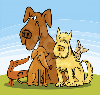 Royalty Free Clipart Image of a Group of Dogs