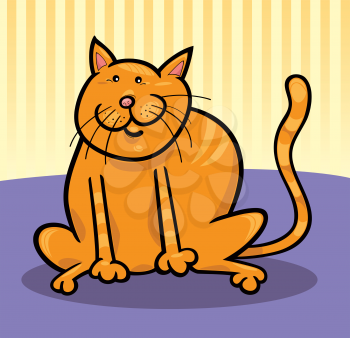 Royalty Free Clipart Image of a Fat Cat Sitting on the Floor
