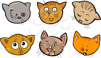 Royalty Free Clipart Image of Shy Cat Faces