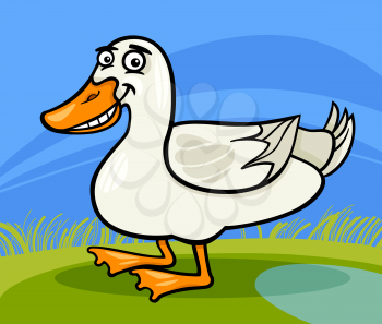 Cartoon Illustration of Funny Comic Duck Farm Bird Animal