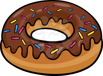 Cartoon Illustration of Sweet Donut Cake with Chocolate Clip Art