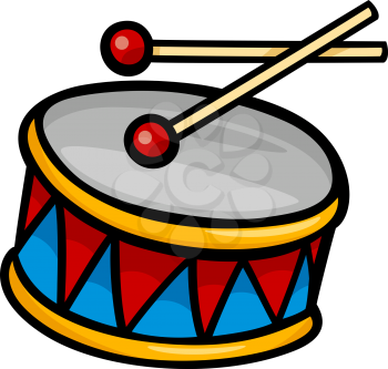 Cartoon Illustration of Colorful Drum with Sticks Clip Art
