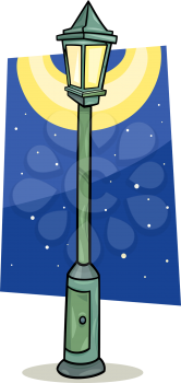 Cartoon Illustration of Street Lantern or Lamppost Streetlight
