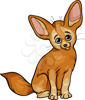 Cartoon Illustration of Cute Fennec Fox Animal