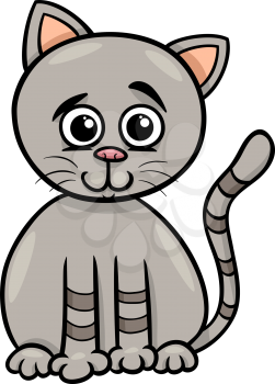 Cartoon Illustration of Cute Cat Pet Character