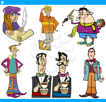 Cartoon Illustration Set of Funny Eccentric Men Characters