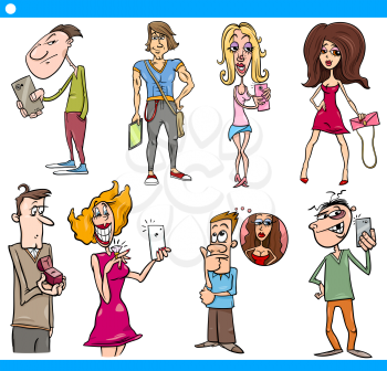 Cartoon Illustration Set of Young People Characters