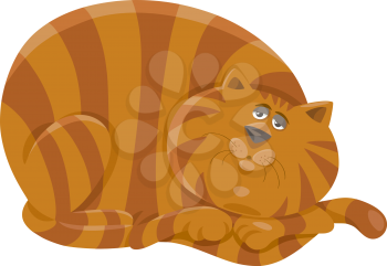 Cartoon Illustration of Funny Fat Cat Character