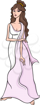 Cartoon Illustration of Mythological Greek Goddess Aphrodite