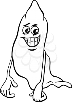 Black and White Cartoon Illustration of Funny Ghost Halloween or Fantasy Character for Coloring Book